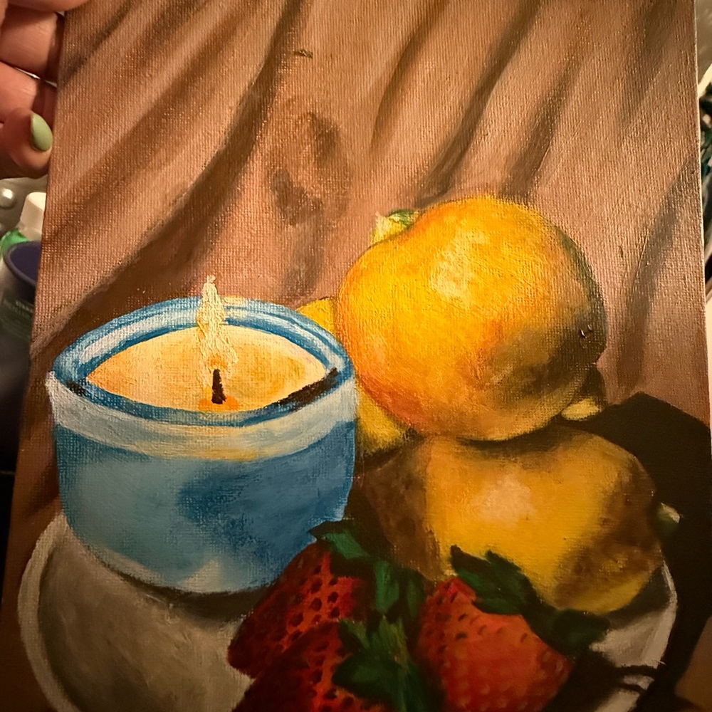 New Original Vibrant Still Life Painting Designed & Hand Painted By My Daughter